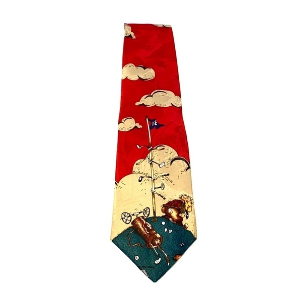 BALANCINE Hot Cakes Angry Golfer Cartoon Neck Tie - Picture 1 of 6